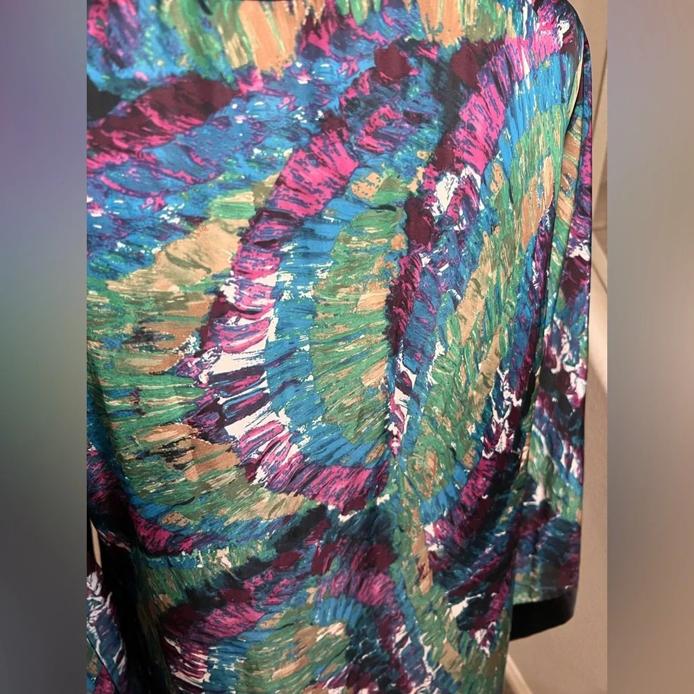 DANA BUCHMAN NWOT $54 ELECTRIC MIX LYONS BEADED BLOUSE TUNIC KIMONO SIZE XL - Picture 11 of 12